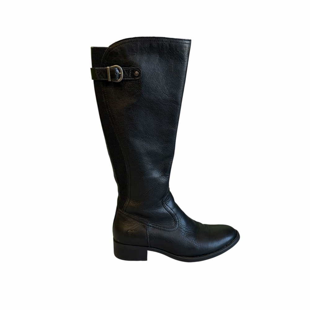 Born Carran Black Leather Healed Full Zip and Buckle Boots Size 7.5 #2102 - Picture 2 of 8
